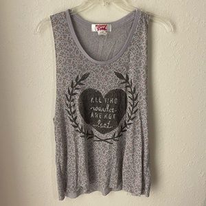 Flower “all who wander are not lost” tank size medium